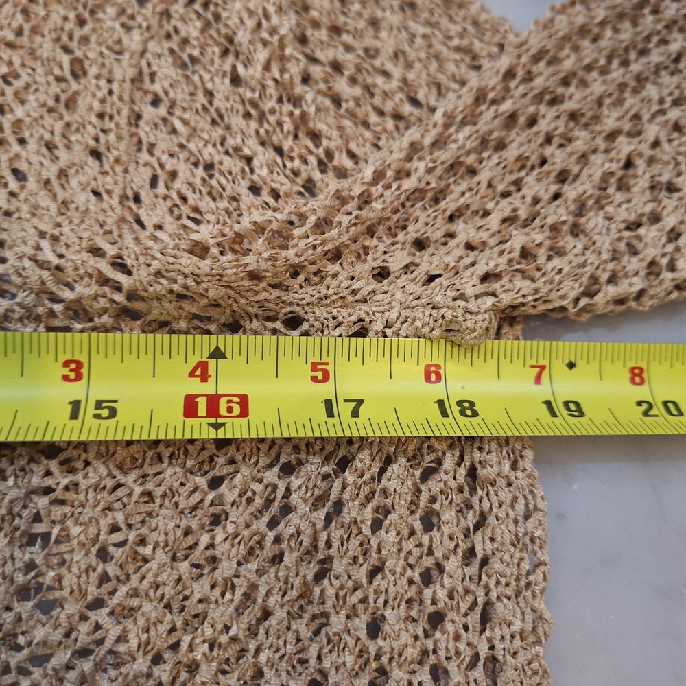 Sigrid Olsen Cardigan Sweater Womens Lg Tan Gold Open Knit Crochet Boho Beach - Picture 4 of 6